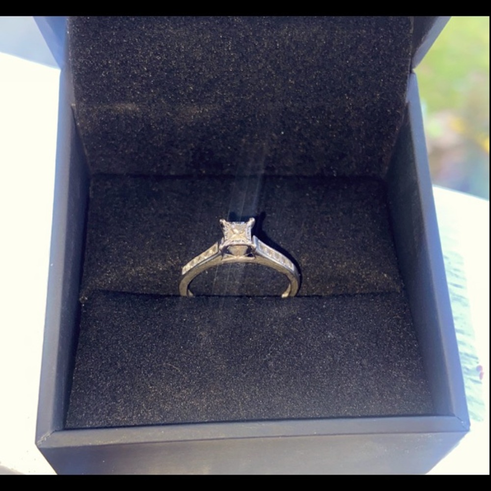 10k White Gold Princess Cut Diamond Engagement Ring 💍 Size 7 1/4 carat